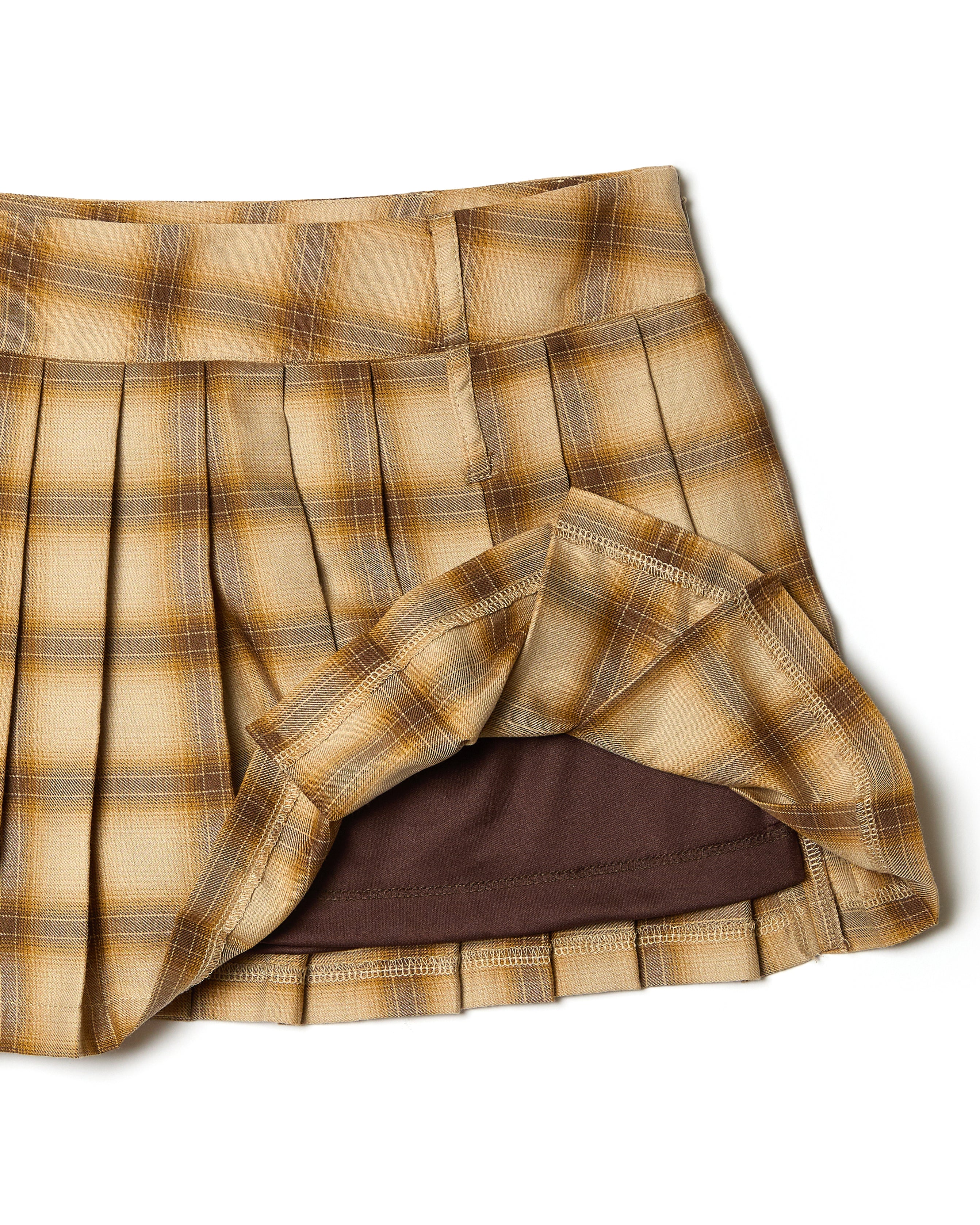 Pleated Plaid Skirt